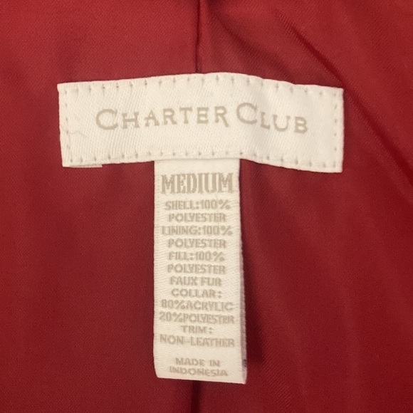 Charter Club Red Puffer Jacket Women's Size Medium - Picture 2 of 5